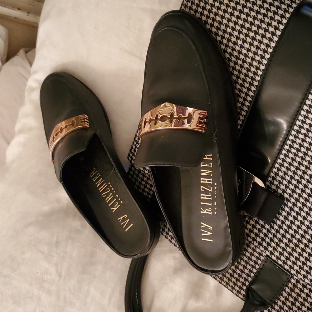 Ivy Kirzhner Muller Black Leather Slip-On Mule Slide